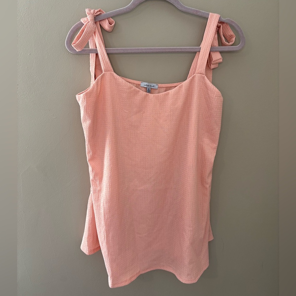 NWOT Boutique White Birch Pink Sleeveless Tie-Strap Tank Top XL Coquette Fairy